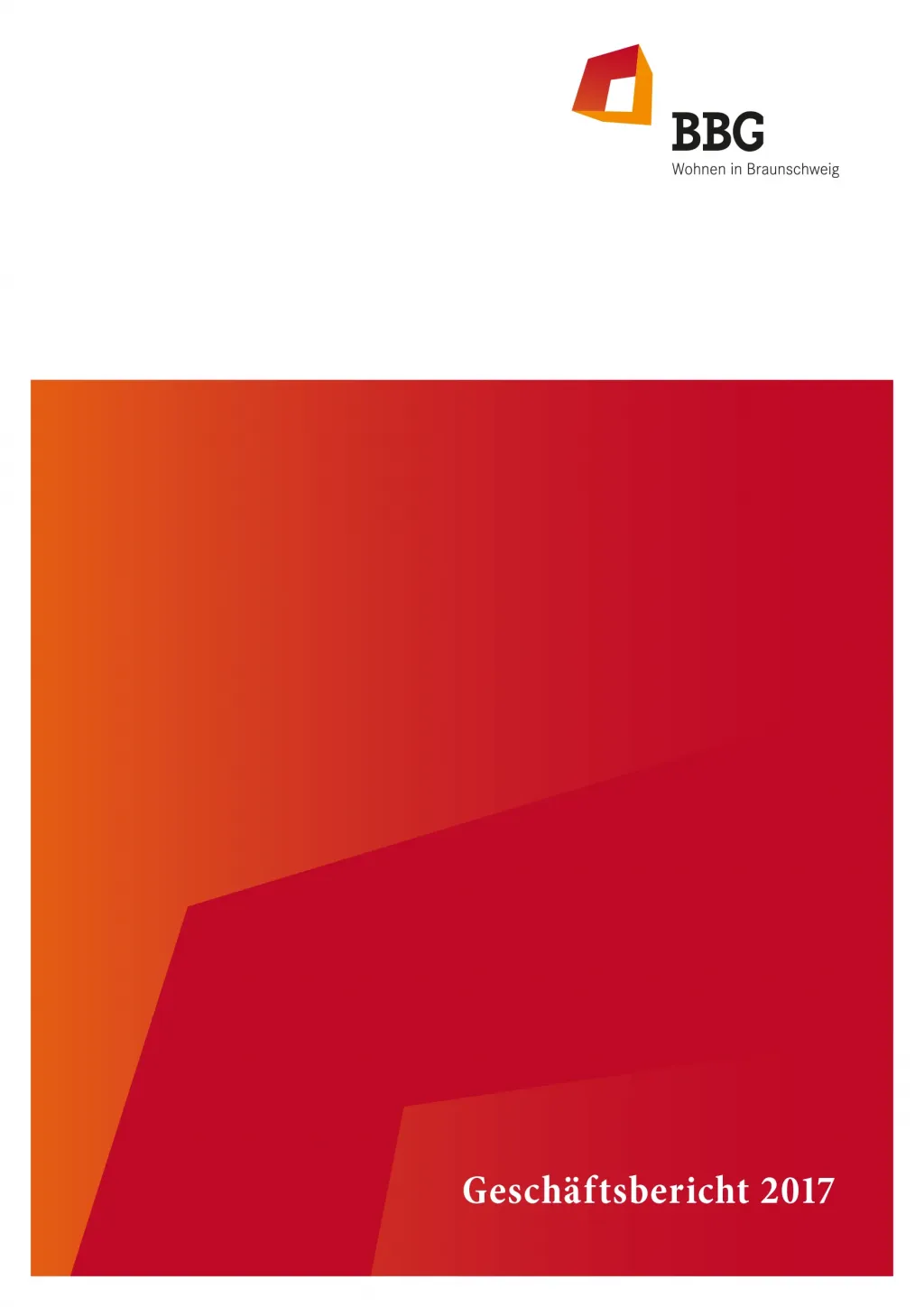 BBK Group'un 2017 faaliyet raporunun kapağında kırmızı soyut geometrik şekiller ve en üstte BBK Group logosu yer alıyor.