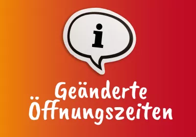 Almanca metnin üzerinde bilgi sembolü bulunan diyalog kutusu Renk gradyanlı kırmızı-turuncu arka plan üzerinde değiştirilmiş çalışma saatleri.