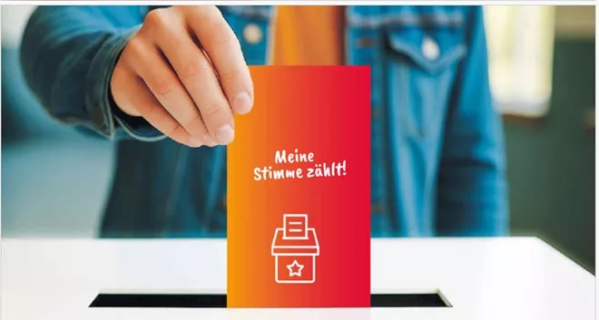 A person throws a card with the words 